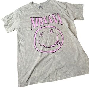 Nirvana washed dye bleach Band Tee Distressed large